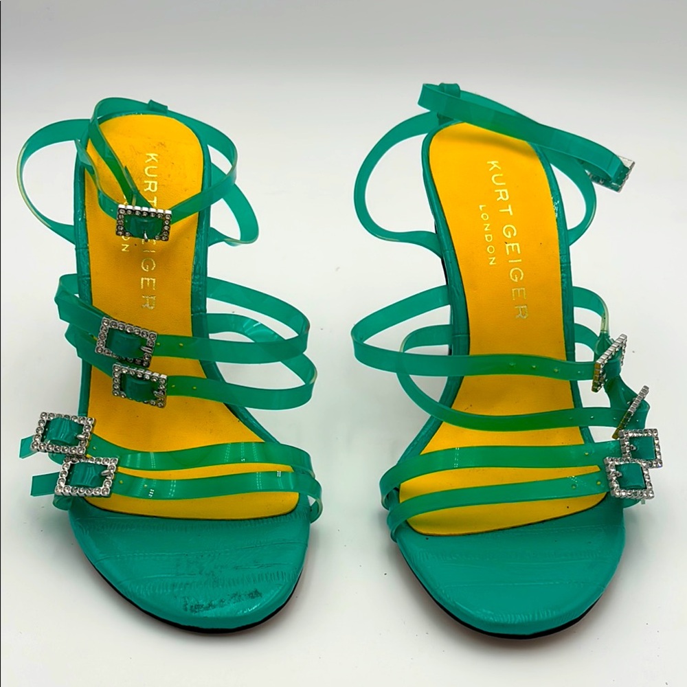 Kurt Geiger Green Heeled Sandals with Strappy Design